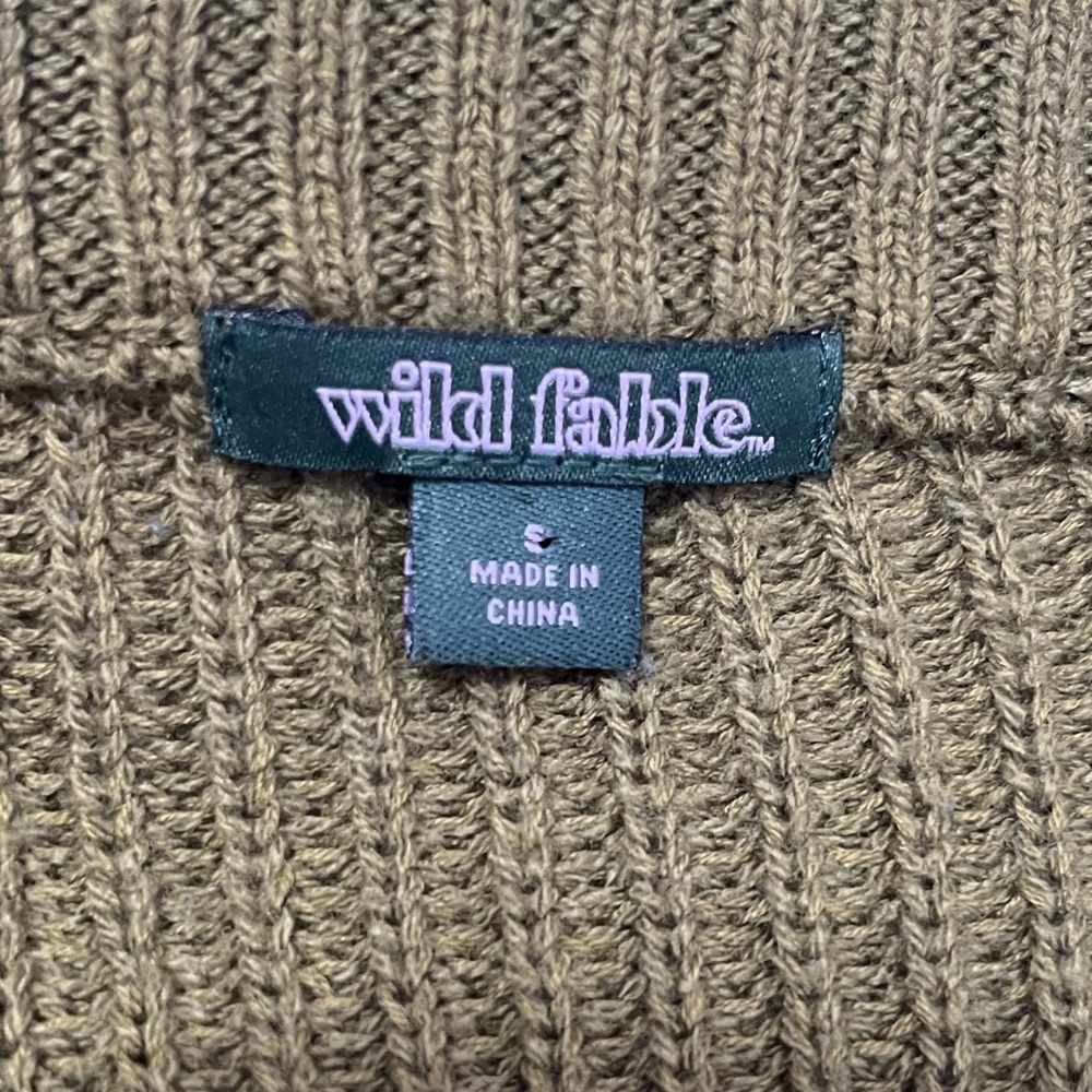 Wild Fable Olive Knit Cropped Sweater - Picture 2 of 3